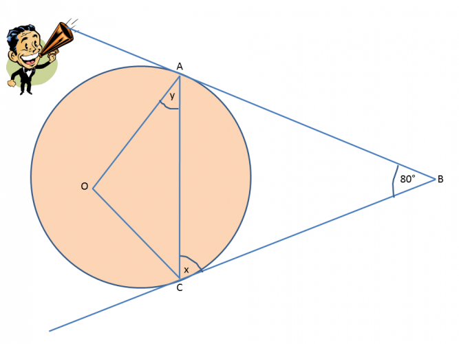 Tangent to a circle with two unknown angles